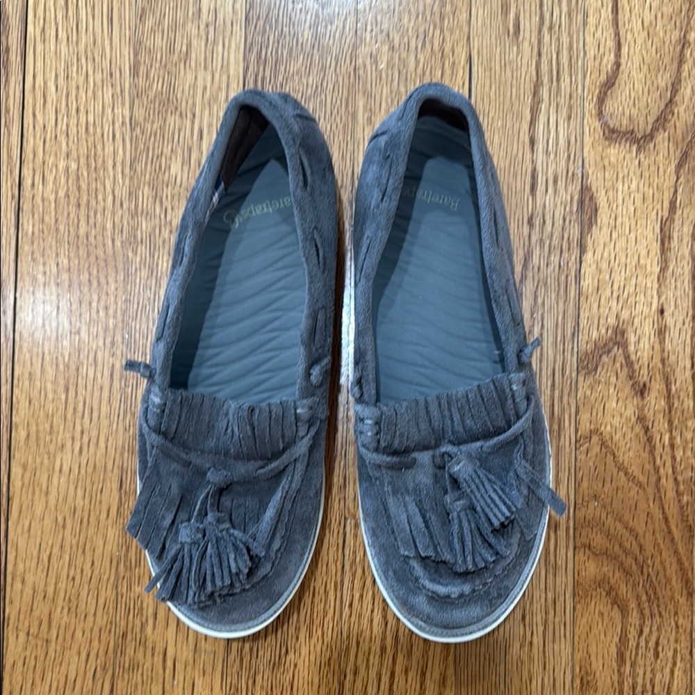 Gray Suede Moccasins with Tassels